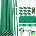 117 PCS Garden Stakes, Fiberglass Tomato Stakes, Garden Sticks | 35 Sets DIY 4ft, 5ft, 6ft, 7ft Plant Stakes with Accessories, Plant Sticks Supports for Indoor Outdoor Plants, Vegetables
