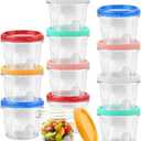 12 Pack Freezer Containers with Screw On Lids, 24oz Stackable Reusable Food Storage Container, Airtight Plastic Storage Containers with Twist Top Lids for Food Sauce Jello Soup