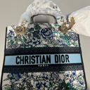 Christian Dior Canvas Embroidered Print Small 9" Lady D-Lite Blue Multicolor 1423720, (NOT GENUINE DIOR)