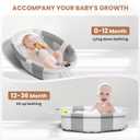 Collapsible Baby Bathtub with Soft Cushion and Thermometer, Newborn to Toddler Tub 0-36 Months with Toy Storage Mesh Bag, Portable Travel Bath for Infants (Grey)