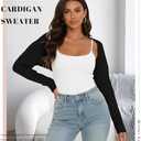 2 Pack Women Crop Cardigan Sweater Bolero Shrug Open Front Long Sleeve Shrug Knit Drop Shoulder Y2K Winter Outfits (Small, Black, White)
