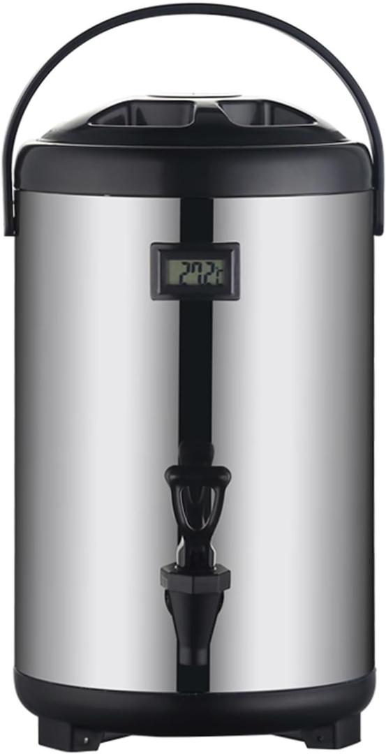 Triplicate Layer Insulated Drink Container Large Three Fraction Gallon Capacity Visible Temperature Display Impermeable Stream Food Grade Warm Drink Container