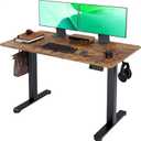 Claiks Electric Standing Desk, Adjustable Height Stand up Desk, 24x48 Inches Sit Stand Home Office Desk with Splice Board, Black Frame/Rustic Brown Top