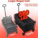Collapsible Wagons Carts Foldable, 500LBS Heavy Duty Wagon Cart Foldable with Brakes & All-Terrain Wheels 34'' Extra Long Folding Wagon Portable Lightweight for Camping, BeachSports, Shopping