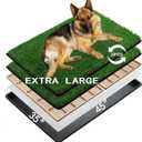 MEEXPAWS Dog Grass Pee Pads for Dogs with Tray | Extra Large 45×34 in | 2× Dog Artificial Grass Pads Replacement| Rapid Drainage | Indoor Litter Box | Hemmed Edge