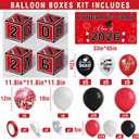 3 x Graduation Decorations 2026 Black Red and White Balloon Boxes, Class of 2026 GRAD Letters, Balloon Garland Kit, Congrats Grad Banner Photo Backdrop for High School & College