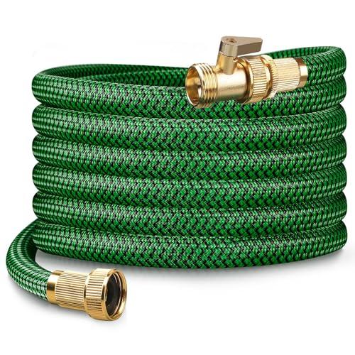 MEIIOFS 30FT Heavy Duty Garden Hose, Non-Expandable Flexible Kink-Resistant Water Hose, High-Density Fabric, Leak-Proof Metal Connector for Patio Lawn Car Wash