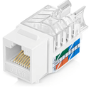 Everest 45° Angled RJ45 Cat6 Keystone Jacks 50-Pack in White - Slim Profile Female RJ45 Connectors - Cat 6 Keystone Jack - Compatible with 45° Angled Speed Termination Tool - 45Term