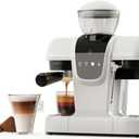 i Cafilas Semi-Automatic Espresso Machine with Grinder & Steam Wand,White