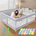 XVISHX Baby Playpen 50 x 50 Inch Play Pen Playards, Playpen for Babies and Toddlers, Baby Playard for Indoor & Outdoor Active Center Game Fence, with Skin-Friendly Fabric and Soft Breathable Mesh Grey