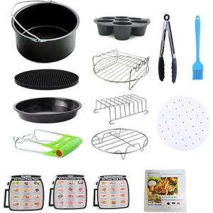 Air Fryer Accessories Kit - 12pcs Universal for 4, 4.2, 5, 5.5, 5.8 QT Gowise Cosori Phillips Ninja Cozyna Air Fryer