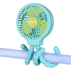 Portable Stroller Fan, USB or Rechargeable Battery Operated with 3 Speeds and 360Rotate, Cooling Clip On for Baby Crib Travel Car Seat Blue (4.5 Inch)