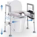 Raised Toilet Seat with Handles, Toilet Seat Riser for SeniorsAdjustable Height & Width, 450lb Raised Toilet Seat with Handles for Elderly, Handicap, Elevated, Pregnant, Fit Any Toilet