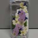 Compatible with Samsung Galaxy S25 Case Cute Pressed Dried Real Flowers Design Women Girly Shockproof Soft TPU Floral Clear Phone Cover for Galaxy S25 (Purple Flower)