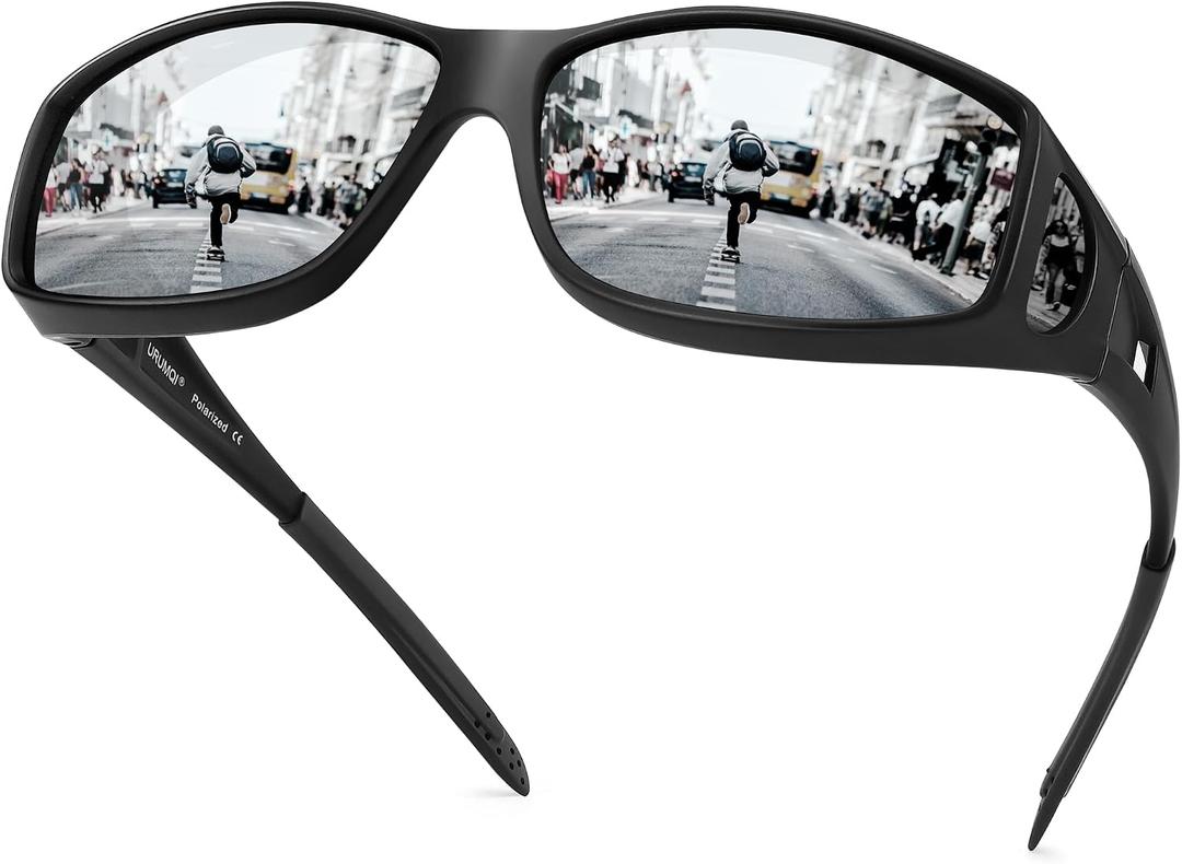 URUMQI Polarized Sunglasses Fit Over Glasses for Men Women, Wraparound Sun Glasses UV400 Protection for Driving Fishing