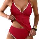 ANRABESS Womens Tankini Set,Tummy Control Two Piece Swimsuit,Perfect for Beach Vacation,Versatile Summer Bathing Suit 2026 (Red, M)