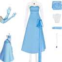 Princess Dress Costume for Women Blue Ball Gown Outfit for Cosplay Halloween Dress up (Medium)