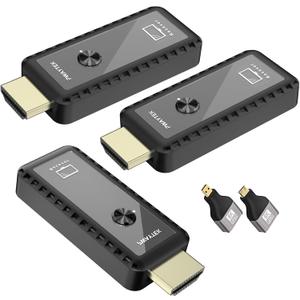 Wireless HDMI Transmitter and 2 Receivers, 2.4G/5G Plug & Play Portable Wireless HDMI Extender Kit 50M/165FT for Streaming Video and Audio to Monitor from Laptop/PC/TV Box/Projector - Two Displays