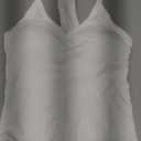 Danysu V Neck Racerback Tank Top for Women with Built in Bra Ribbed Long Tank Fitted Basic Cami Tops White, Large