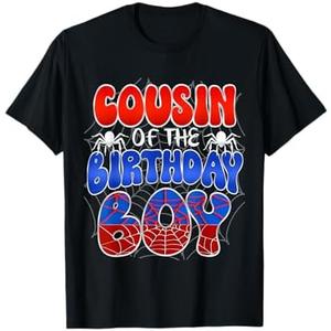 Cousin of the Birthday Boy Costume Spider Web Birthday Party T-Shirt, Size 4T