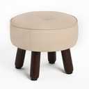 oakvivo 13in Small Foot Stool Ottoman, Round Faux Leather Foot Rest for Couch, Under Desk Pouf Footstool Footrest with Non-Skid Rubber Legs for Ling Room, Bedroom, 13''L x 13''W x 10.2''H, Beige