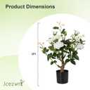 Jcezvnt 24 Artificial Rose Tree, 2 Pack Faux Rose Plants with White Flowers and Green Leaves, 2FT Silk Potted Tree for Indoor Outdoor Home Office Porch Garden Decor, White
