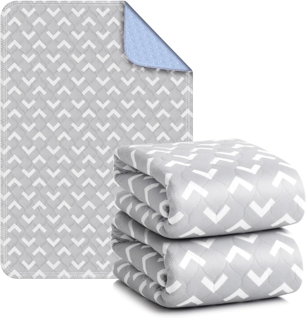 Non-Slip Bed Pads for Incontinence Washable (36" x 72"|2 Pack), Waterproof Bed Pads, Bed Wetting Pads for Bed, Sofa, Floor, Resuable Underpads for Adults, Seniors, Pet (Gray)