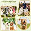Dog Wedding Flower Collar with Pearls Leash and Veil Set, Handmade Floral dog wedding collar and dog wedding outfit, Adjustable Wreath & Beaded Leash, Perfect Pet Wedding Prop