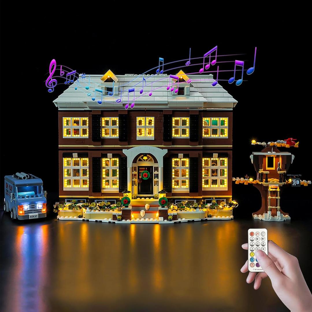 Nitemode Light Kit Compatible with Lego Home Alone House Set 21330  Upgraded Window Lights with Remote Control & Builtin Sound Module, Lighting Accessories for Ideas 21330 Display (Lights Only)