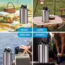 Insulated Water Bottle, 2 Pack, 1 Gallon Jug with Handle, 128 oz Stainless Steel Large Water Bottle Wide Mouth Double Vacuum for Hot & Cold Drinks, Stainless Steel & Black
