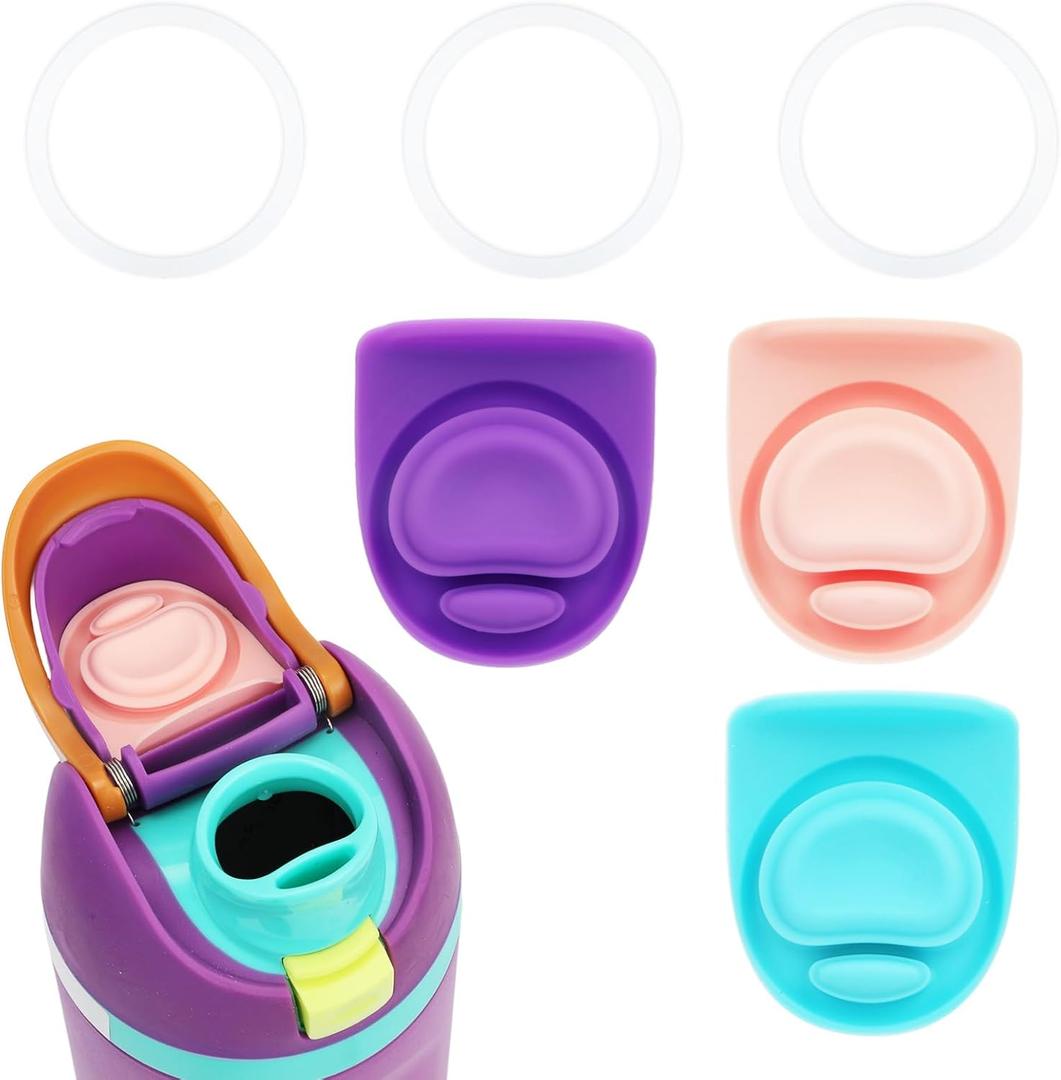 BOXOB 3pcs O Seal Ring & 3pcs Silicone Stoppers for Owala Freesip Cap, Silicone Water Bottle Top Lid Gasket BPA-Free Sealing Accessories for Owala Freesip 24/32oz (Color 3)