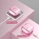 (with Safety Lock) Clear Case Compatible with Cute Apple Airpods 4 Cases 2024 Women, VISOOM Soft TPU Transparency Air pods 4 Gen Cases iPods 4 Earbuds Case Girl Bling Keychain for Airpod iPod 4th Gen, Pink