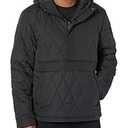 Amazon Essentials Men's Anorak Hooded Quarter-Zip Puffer Coat, Black, Small