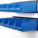 Wallmaster 8-Bin Storage Bins Garage Rack System 2-Tier Orange Tool Organizers Cube Baskets Wall Mount Organizations (Blue)