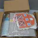 Farm Animals Birthday Decorations,161pcs Party Decorations Include Tablecloth,Plate and Napkin,Cup,Fork,Banner,Balloon,Cake Topper,Hanging Swirls, Farm Animals Themed Party Decorations Serve 24