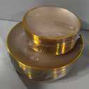 Morejoy 100Pcs Brown Plastic Plates, Clear Coffe Disposable Plates With Gold Rim,Heavy-Duty Brown Plates, Gold Dinnerware Set Include 50 Dessert-plates,50 Dinner-plates for Party & Christmas