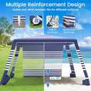 MoKo Beach Cabana, 8'8' Large Beach Canopy with Side Wall, UPF 50+ Protection Easy Setup Beach Tent Sun Shelter, Adjustable Height Wind Resistant Cabana Beach Tent for Whole Family, Navy Stripes