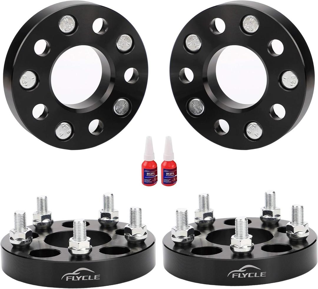 FLYCLE 1 inch 5x4.5 Wheel Spacers for TJ YJ XJ MJ KJ KK ZJ, 5 Lug 5x114.3mm Wheel Spacer for Wrangler Ranger Explorer Mustang Edge with 1/2-20 Studs & 82.5mm Center Bore