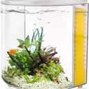 Small Fish Tank 1.2 Gallon Betta Fish Tank with Filter and Light for Shrimp, Jellyfish, Goldfish, Aquarium Starter Kit for Home, Office, Room, Decorative Desktop (White)