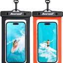 Hiearcool Waterproof Phone Pouch, Waterproof Phone Case, Waterproof Cellphone Pouch Under Water Beach Accessories for iPhone -Black&Orange -2Pack