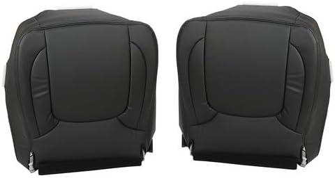 Black Leather Driver & Passenger Side Bottom Replacement Seat Cover Compatible with Dodge Ram 1500 2500 3500 Laramie 2002 2003 2004 2005