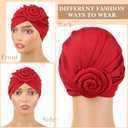 JaGely 18 Pieces Women Turban African Pre Tied Bonnet Hairwrap for Sleeping Flower Knot Bonnet Beanie Cap Turban Head Wraps Pre Knotted Headband Hat