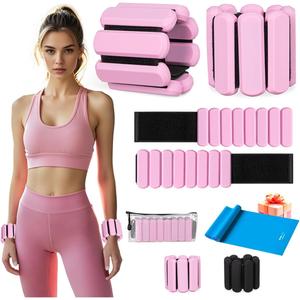 Adjustable Ankle Weights, Wrist Weights for Women & Men, Set of 2 (1Lb Each), Perfect for Walking, Running, Yoga, Pilates, Gym, Strength Training. Weighted wristbands are designed for home gym workouts (Pink)