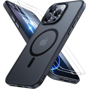 Miracase 2025 Upgraded Magnetic for iPhone 16 Pro Max Case, [Compatible with MagSafe] [Military-Grade Protection], Anti-Fingerprint, Slim Case for 16 Pro Max 6.9 inch with 2X Screen Protectors- Black