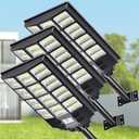 VOOJOY 8000W Solar Street Lights Outdoor Waterproof, Dusk to Dawn Solar Lights Outdoor with Motion Sensor and Remote Control for Yard, Parking Lot, Garage, Street, 3 Pack
