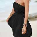 Wenrine Women's Sexy Strapless Summer Mini Dress Sleeveless Smocked A Lined Bubble Wedding Club Party Dress (S)