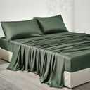 JELLYMONI Twin Sheet Set, Luxury Rayon Derived from Bamboo, Cooling Bed Sheet Set - Ultra Soft, Breathable, Eco-Friendly, Hypoallergenic - 4 Piece Sheets & Pillowcases, Forest Green