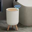 stonespace Bathroom Trash Can Automatic Touchless, Motion Sensor Trash Can with Lid, Small Garbage Can for Bedroom, Living Room, Office, 2.4 Gallon, White