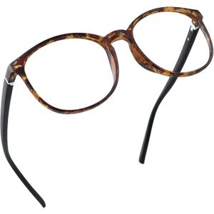 LifeArt Round Blue Light Blocking Glasses, Computer Glasses, Gaming Glasses, TV Glasses for Women Men (Tortoise, No Magnification)