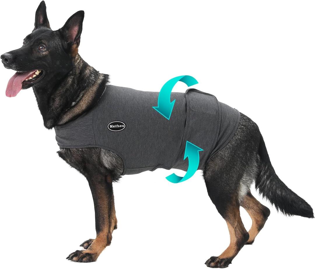 Meifsou Dog Anxiety Vest, Skin-Friendly Thunder Jacket for Dogs, Dog Calming Shirt for Thunder, Fireworks, Vet Visits and Separation - Keep Pet Calm Without Medicine & Training, Anti Anxiety for Dogs, L